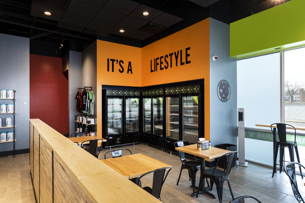 Clean Eatz refrigerators and seating