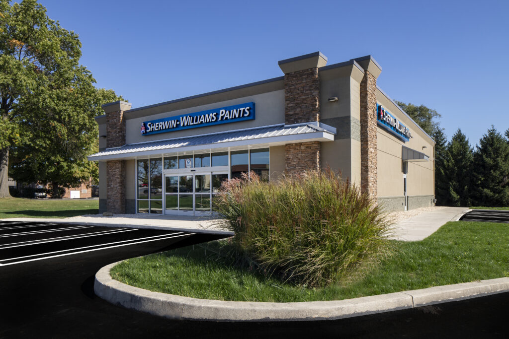 exterior of standalone Sherwin Williams, Harrisburg, PA